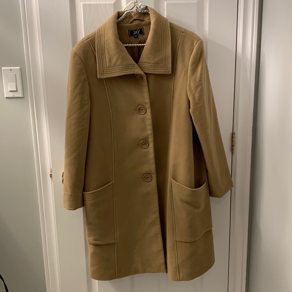 Jay Cashmere & Wool Camel Pea Coat Size 12